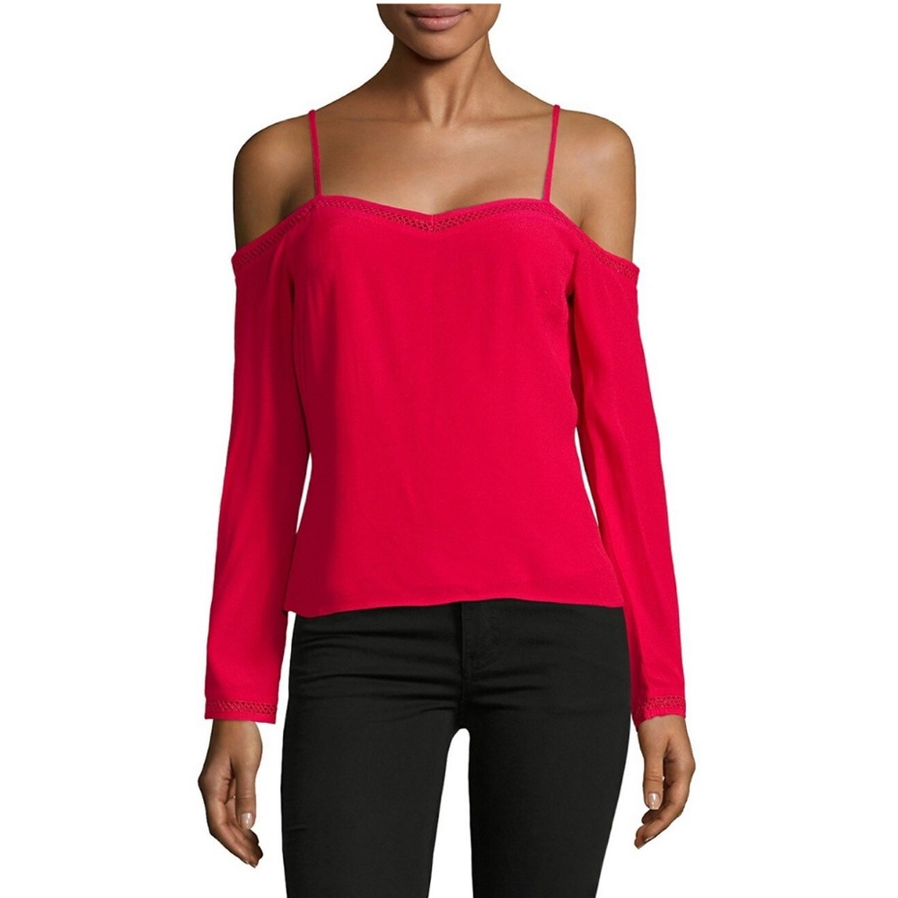 Lovers + Friends Rays Of Gold Cold-Shoulder Top in Red